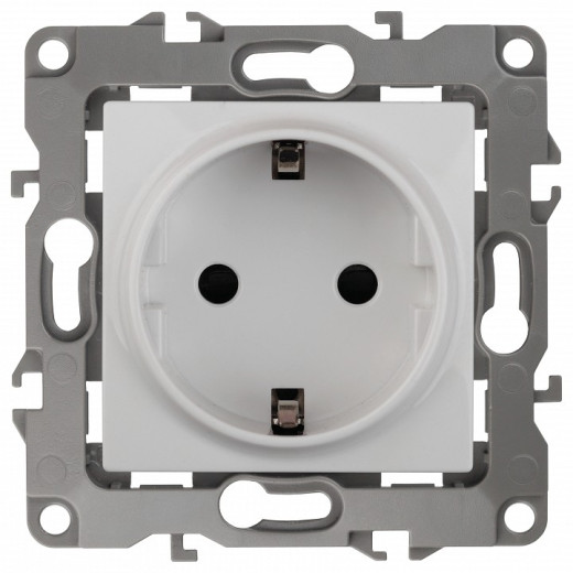 Розетка с заземлением и со шторкой, без рамки Эра Эра 12 12-2102-01