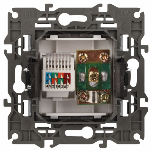 ТВ-розетка и розетка Ethernet RJ-45 без рамки Эра Эра Elegance 14-3110-01М