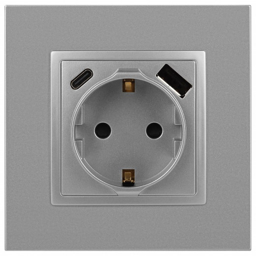 Розетка с заземлением и со шторкой и 2хUSB, без рамки Эра Эра Elegance 14-4108-03