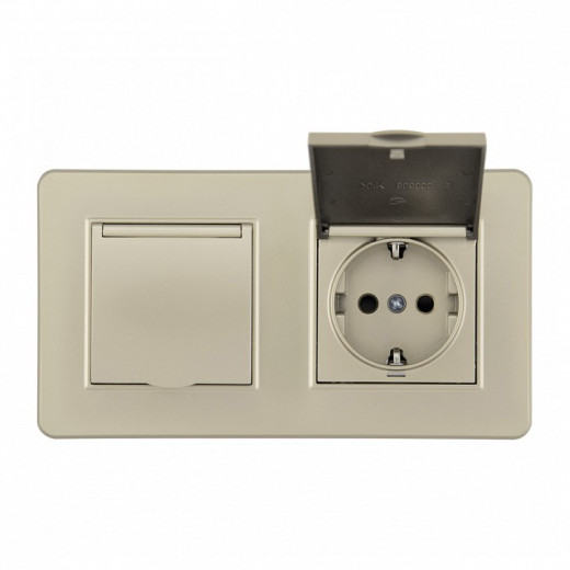 Розетка с заземлением и шторкой, с крышкой Arte Milano SET16-2 SET16-2-41-1x2 shampan