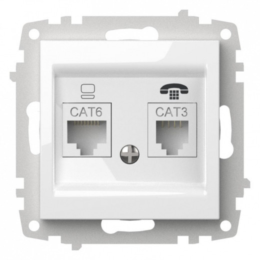 Розетка двойная RJ-12 и Ethernet RJ-45, без рамки Elbi Eleсtriс Zena Vega 609-015600-249