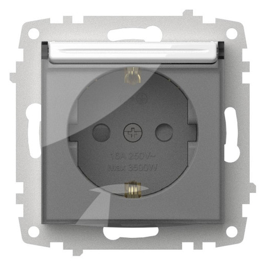 Розетка с заземлением и со шторкой, без рамки с крышкой Elbi Eleсtriс Zena Vega 609-015600-219