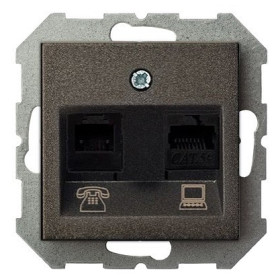 Розетка двойная RJ-11 и Ethernet RJ-45, без рамки LIREGUS EPSILON 28-115