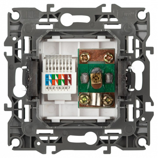 ТВ-розетка и розетка Ethernet RJ-45 без рамки Эра Эра 12 12-3110-16
