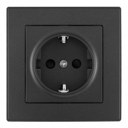 Розетка с заземлением и со шторкой Arte Milano SET06-1 SET06-1-40-1 black