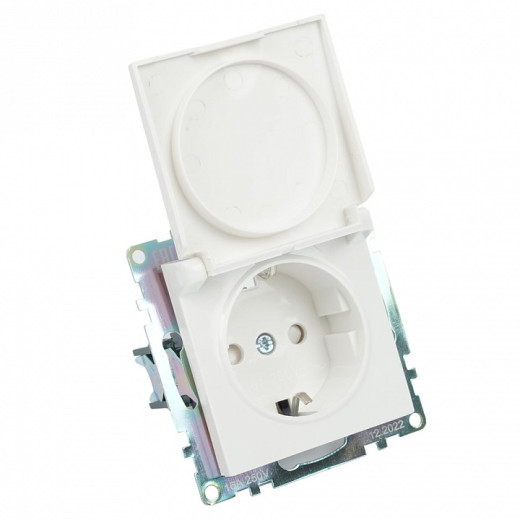 Розетка с заземлением и со шторкой, без рамки с крышкой Stekker Катрин 39302