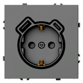 Розетка с заземлением и со шторкой и 2хUSB type A и C, без рамки Stekker Эмили 50219