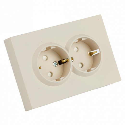 Розетка двойная с заземлением и со шторкой, без рамки Stekker RST16-5114-08 49908
