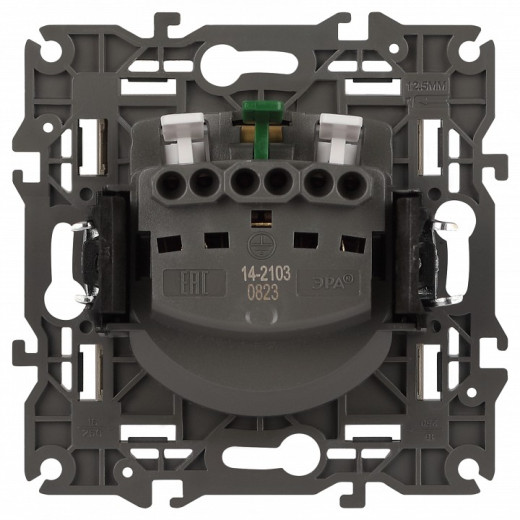 Розетка с заземлением и со шторкой, без рамки с крышкой Эра Эра Elegance 14-2103-04