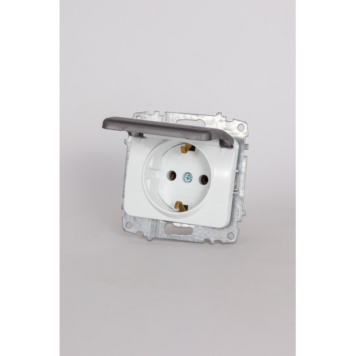 Розетка с заземлением с крышкой, без рамки Elbi Eleсtriс Jazz 607-010200-218