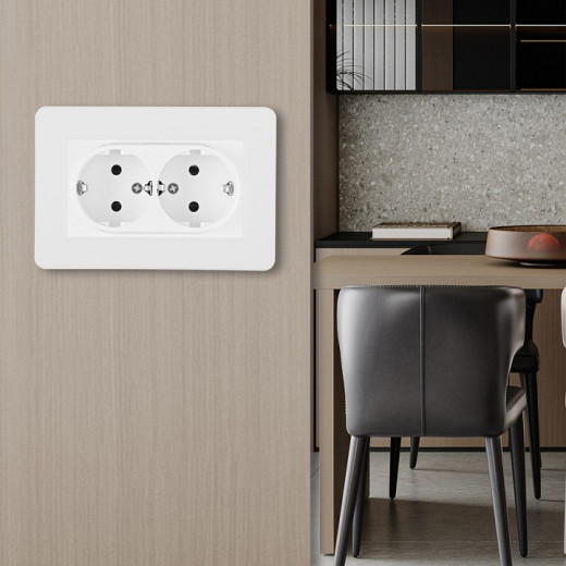 Розетка двойная с заземлением и со шторкой Arte Milano SET16-2 SET16-double-40-2 white