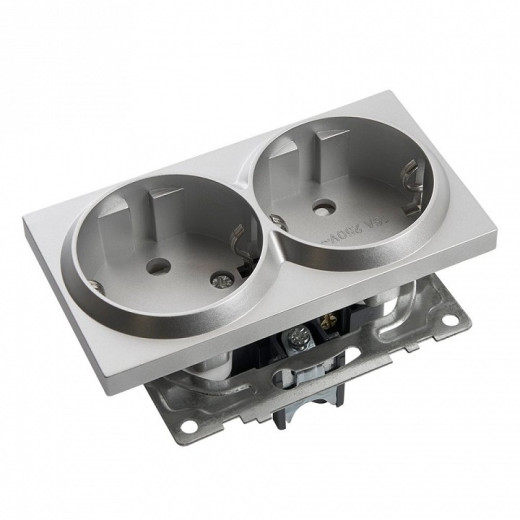 Розетка двойная с заземлением и со шторкой, без рамки Stekker Катрин 39584