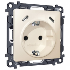 Розетка с заземлением и 2хUSB type C, без рамки Ambrella Volt MA MA310510