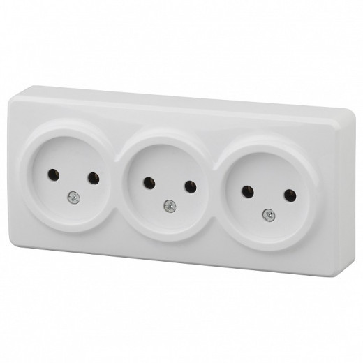 Розетка тройная без заземления Эра Эра Эксперт 11-2207-01