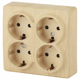 Розетка четверная с заземлением и со шторками Эра Эра Эксперт 11-2211-11