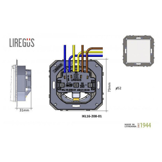 Розетка влагозащищенная с заземлением с крышкой, без рамки LIREGUS EPSILON 28-0162