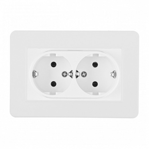 Розетка двойная с заземлением и со шторкой Arte Milano SET16-2 SET16-double-40-2 white