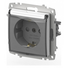 Розетка с заземлением и со шторкой, без рамки с крышкой Elbi Eleсtriс Zena Vega 609-015600-219