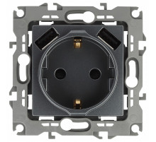 Розетка с заземлением и со шторкой и 2хUSB, без рамки Эра Эра 12 12-4109-12