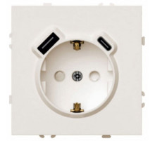 Розетка с заземлением и со шторкой и 2хUSB type A и C, без рамки Stekker Эмили 50360