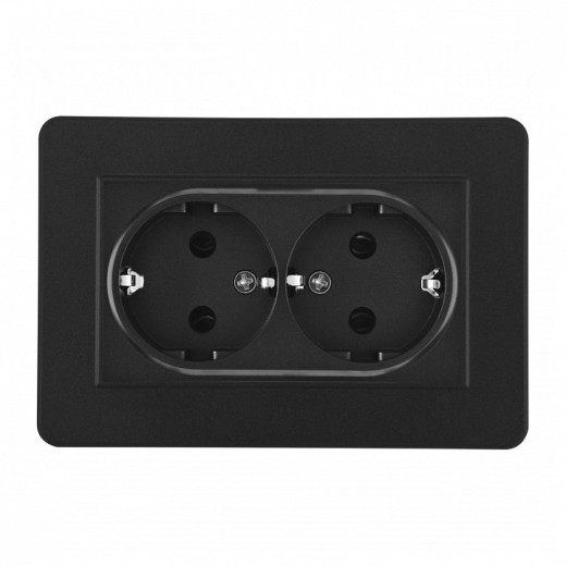 Розетка двойная с заземлением и со шторкой Arte Milano SET16-2 SET16-double-40-2 black