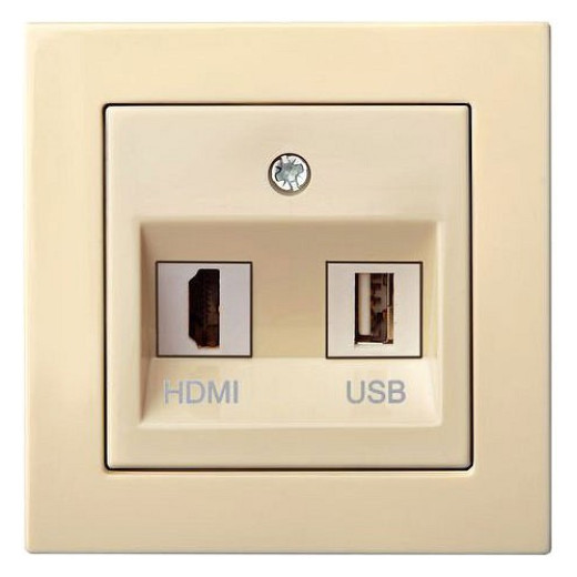 Розетка HDMI и розетка USB без рамки LIREGUS EPSILON 28-085