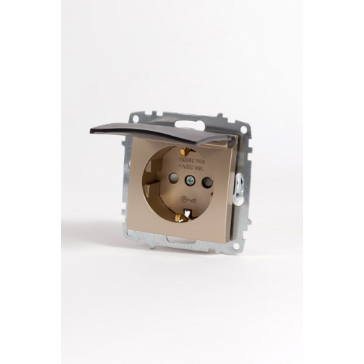 Розетка с заземлением и со шторкой, без рамки с крышкой Elbi Eleсtriс Zena Vega 609-011400-219