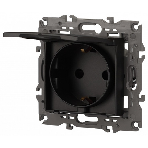 Розетка с заземлением и со шторкой, без рамки с крышкой Эра Эра Elegance 14-2103-05