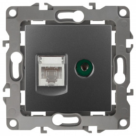 ТВ-розетка и розетка Ethernet RJ-45 без рамки Эра Эра 12 12-3110-12