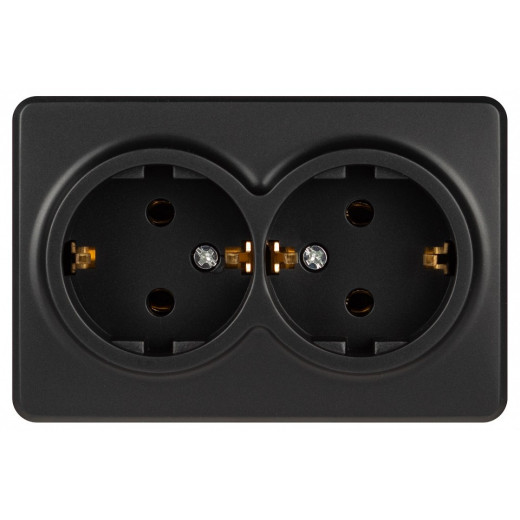 Розетка двойная с заземлением и со шторкой Эра Эра Эксперт 11-2205-05