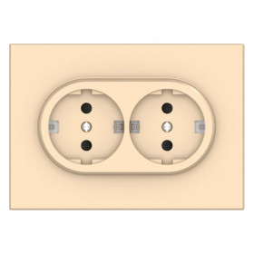 Розетка двойная с заземлением и со шторкой Gusi Electric BRAVO С11Р6-027