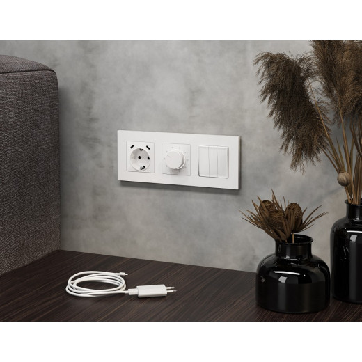 Розетка с заземлением и 2хUSB type C, без рамки Ambrella Volt MA MA130510