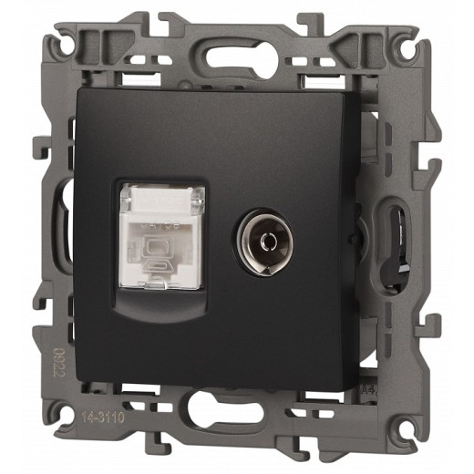 ТВ-розетка и розетка Ethernet RJ-45 без рамки Эра Эра Elegance 14-3110-05