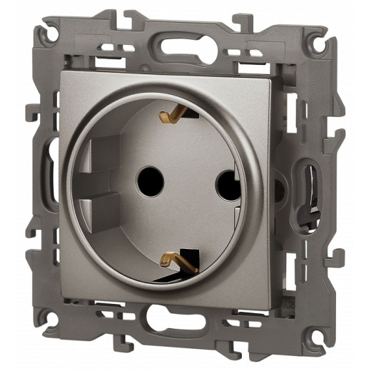 Розетка с заземлением и со шторкой, без рамки Эра Эра Elegance 14-2102-16