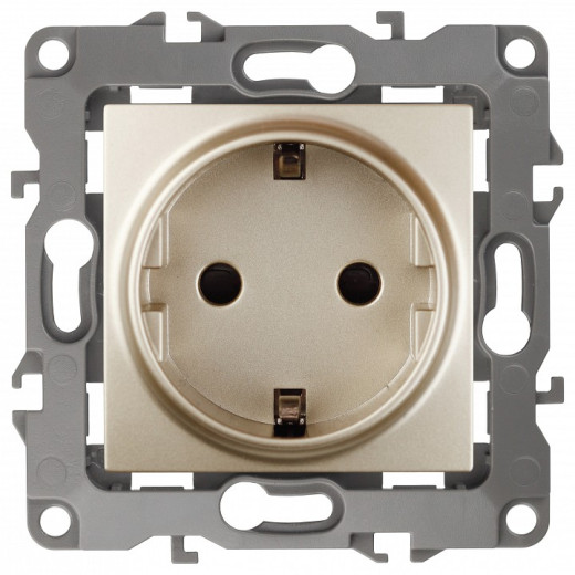 Розетка с заземлением и со шторкой, без рамки Эра Эра 12 12-2102-04