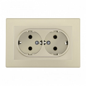 Розетка двойная с заземлением и со шторкой Arte Milano SET06-2 SET06-double-40-2 shampan