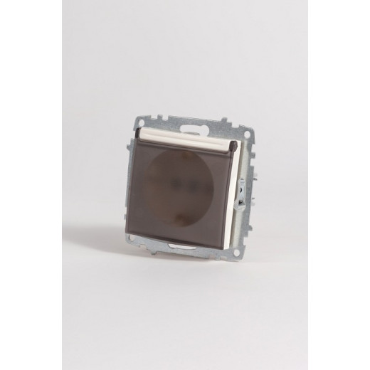 Розетка с заземлением и со шторкой, без рамки с крышкой Elbi Eleсtriс Zena Vega 609-010200-219