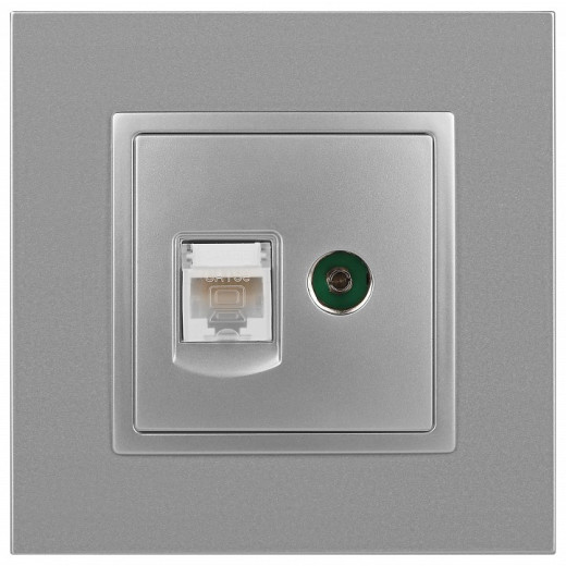 ТВ-розетка и розетка Ethernet RJ-45 без рамки Эра Эра Elegance 14-3110-03