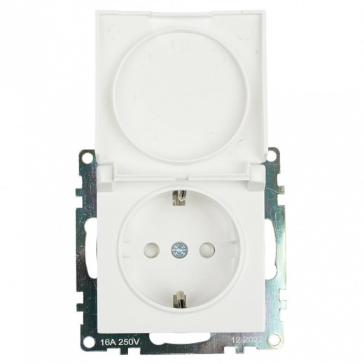 Розетка с заземлением и со шторкой, без рамки с крышкой Stekker Катрин 39302