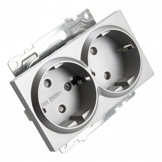 Розетка двойная с заземлением и со шторкой, без рамки Stekker Катрин 39584