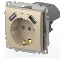 Розетка с заземлением и со шторкой и 2хUSB type A, без рамки Elbi Eleсtriс Zena Vega 609-012500-317