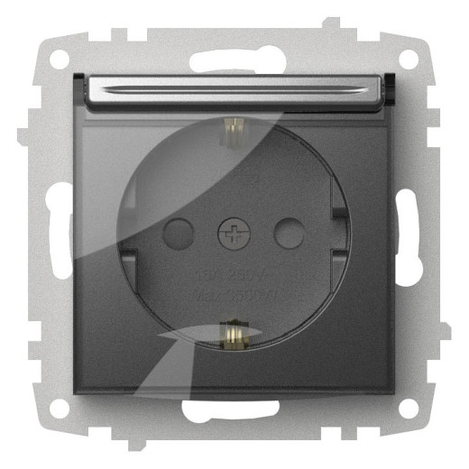 Розетка с заземлением и со шторкой, без рамки с крышкой Elbi Eleсtriс Zena Vega 609-011000-219