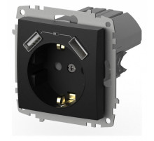 Розетка с заземлением и со шторкой и 2хUSB type A, без рамки Elbi Eleсtriс Zena Vega 609-014800-317