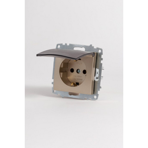 Розетка с заземлением с крышкой, без рамки Elbi Eleсtriс Zena Vega 609-011400-218