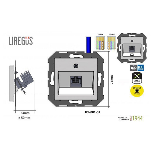 Розетка Ethernet RJ-45 без рамки LIREGUS RETRO 29-235