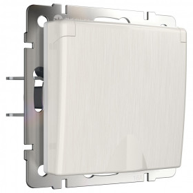 Розетка влагозащищенная с заземлением и со шторками, без рамки Werkel перламутровый рифленый W1171213