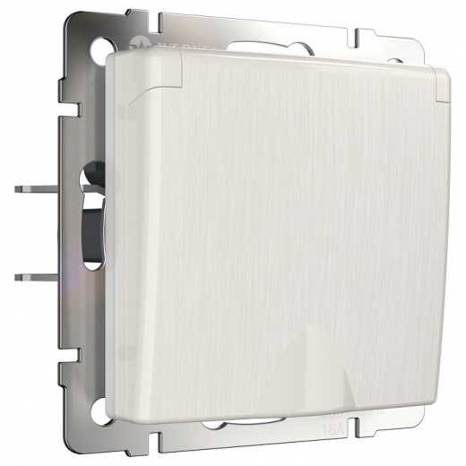 Розетка влагозащищенная с заземлением и со шторками, без рамки Werkel перламутровый рифленый W1171213