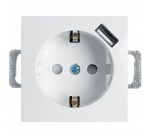 Розетка с заземлением и со шторкой и USB, без рамки Stekker Эрна 39318