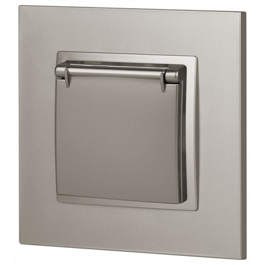 Розетка с заземлением и со шторкой, без рамки с крышкой Эра Эра Elegance 14-2103-16