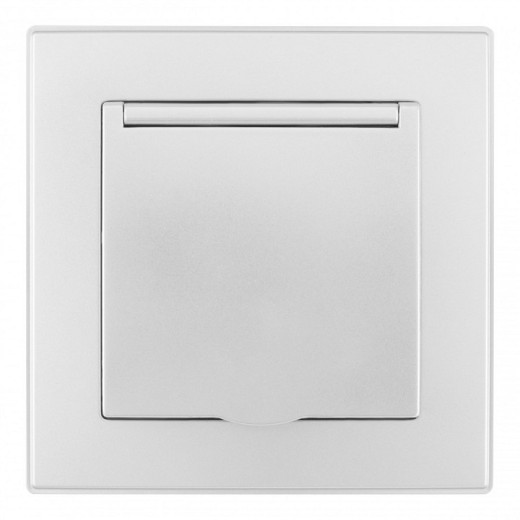 Розетка с заземлением и шторкой, с крышкой Arte Milano SET06-1 SET06-1-41-1 silver